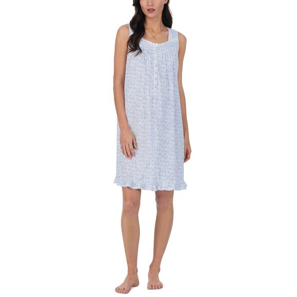 Eileen West Women's Cotton Lace-Trim Nightgown, White Multi, Size S 0076 - Picture 1 of 3